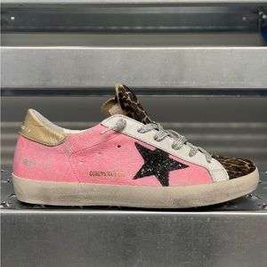!! FOUND!!  Golden Goose pink crackle leopard tongue Superstar — size 40